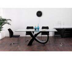 Mesa de comedor ETREINTE - 8 comensales - MDF & cristal templado - Negro