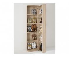 Mueble zapatero WALKER - 1 puerta 1 espejo - Roble