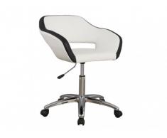Silla de oficina BAYLOR - Piel sintética - Blanco/negro - Altura regulable