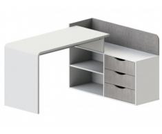 Escritorio rinconero DECLAN - MDF - Color: blanco y Cemento