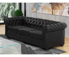 Sofá 3 plazas CHESTERFIELD - Piel sintética - Negro