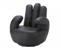 Sillón mano giratorio CATCHY - Piel sintética - Negro