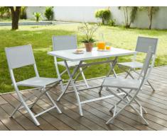 Comedor de jardín PIRAE de aluminio: una mesa plegable + 4 sillas plegables - Asiento gris