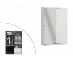 Armario con espejo EINAR - 2 puertas - Largo 160 cm - Blanco