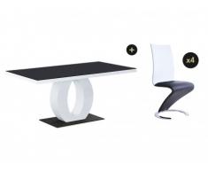 Conjunto de mesa + 4 sillas TWIST - Negro y blanco
