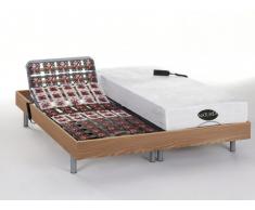 Cama articulada eléctrica con memoria de forma y bambú LYSIS III de NATUREA - Motores OKIN - 2x80x200 cm - Roble marrón topo