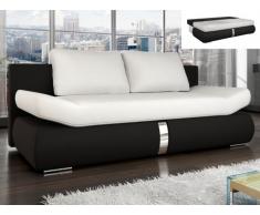 Sofá cama 2 plazas de piel sintética JADEN - Bicolor blanco y negro