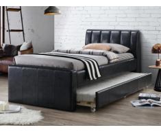 Cama nido ANDREA - 2x90x190cm - Piel sintética negra
