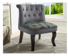 Sillón butaca MELOSIA - Terciopelo gris y tela con estampado tropical