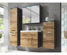 Conjunto de baño CLEMENCE con LEDs - Muebles lacados- Acabado de madera