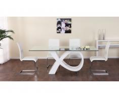 Mesa de comedor ETREINTE - 8 comensales - MDF & cristal templado - Blanco