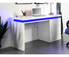 Escritorio EMERSON - 3 cajones - MDF lacado blanco - Leds