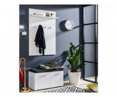 Mueble de entrada LEONEL - 2 puertas y 1 estantería - MDF - Blanco