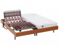 Cama articulada eléctrica 100% látex HOMERE III de DREAMEA - Motor OKIN - color cerezo - 2x90x200 cm