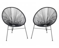 Conjunto de 2 sillas de jardín ALIOS II de fibras de resina trenzada - Negro