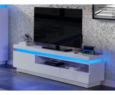 Mueble TV EMERSON - 1 puerta & 2 cajones - LEDs - MDF lacado blanco