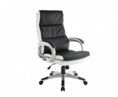 Silla de oficina SHELBY - Piel sintética - Negro y blanco - Altura ajustable