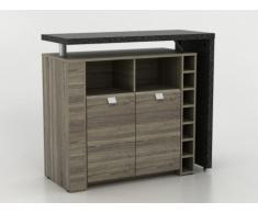 Mueble de bar METEORITE - 2 puertas y 2 huecos - MDF con tapa símil granito