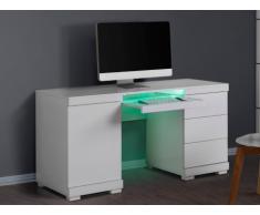 Escritorio con 1 puerta y 3 cajones PLUTON - MDF lacado blanco - con leds