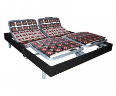 Somier articulado eléctrico 2x65 terminales con estructura de madera negra de DREAMEA - 2x80x200 cm - Motor OKIN