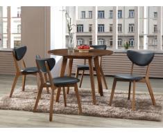 Pack salón comedor: Conjunto de mesa + 4 sillas LISETTE - Nogal y negro