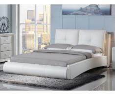 REBAJAS - Cama BERTIN + somier de láminas - 180x200 cm - Piel sintética blanca