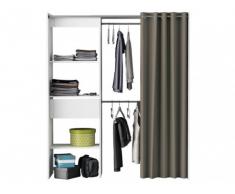 Armario vestidor extensible KYLIAN - Largo 114/168 cm - Blanco y gris