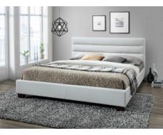 Cama FAUSTIN - 160x200 cm - Piel sintética blanca