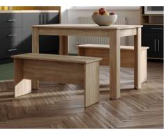 Conjunto de mesa + 2 bancos BASTIEN - Color roble