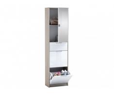 Mueble zapatero NOMANE - 1 cajón y 2 compartimentos - Puerta espejo