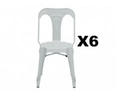 Lote de 6 sillas BAGIO - Estilo: Tolix - Acero - Blanco