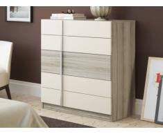 Cómoda BODIL - 5 cajones - Roble y blanco