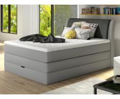 Conjunto boxspring de cabecero + somier abatible + colchón + cubre colchón GRANDIOSE de DREAMEA - Tela gris - 140x200cm