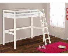 Cama alta GEDEON - 90x190cm - Pino macizo - Blanqueado