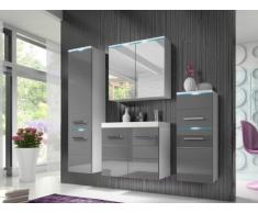 Conjunto de baño CLEMENCE con LEDs - Muebles lacados- color gris