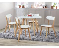 PACK comerdor: mesa de comedor + 4 sillas COLETTE - Blanco y natural