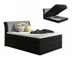 Conjunto boxspring de cabecero + somier abatible + colchón + cubre colchón GRANDIOSE de DREAMEA - Tela gris antracita - 140x200cm