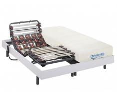 Cama articulada eléctrica de láminas y terminales con memoria de forma DIONYSOS de DREAMEA - motores OKIN - color blanco - 2x80x200cm