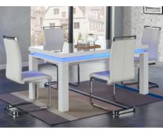 Mesa de comedor EMERSON - 6 comensales - MDF lacado blanco - LEDS