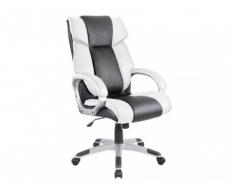 Silla de oficina RODDY - Piel sintética color blanco y negro - Altura regulable