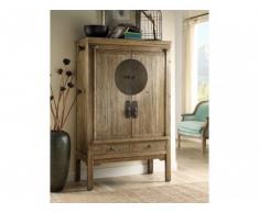 Armario TRAPANO - 2 puertas y 2 cajones - Largo 105 cm - Madera de olmo - Natural