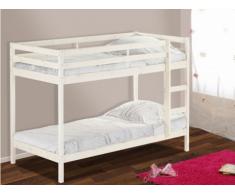 Cama litera ANICET - 2x90x190cm - Pino macizo - Blanqueado - Sin colchón