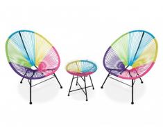 Conjunto de jardín ALIOS II de fibras de resina trenzada - Multicolor : 2 sillas y una mesa
