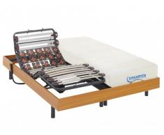 Cama articulada eléctrica de láminas y terminales con memoria de forma DIONYSOS de DREAMEA - motores OKIN - color cerezo - 2x80x200cm