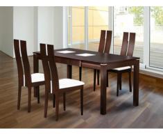 PACK comedor: Conjunto Mesa + 4 sillas SALENA - Haya maciza - Color wengué