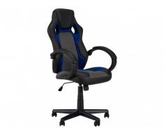 Silla de oficina DRIVER II - Piel sintética - Negro y azul - Altura regulable