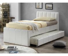 Cama nido ANDREA - 2x90x190cm - Piel sintética blanca