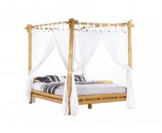 Cama con dosel y cortina MALINDI - 160x200 cm - Bambú