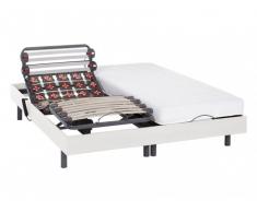 Cama articulada eléctrica con láminas y terminales PANDORA II de DREAMEA - Motores OKIN - Blanco - 2x90x200 cm
