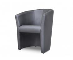 Sillón de respaldo curvo con tapizado de piel sintética RANIN - Gris